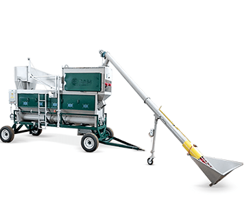 Mobile grain-cleaning separator OBC-355CMA with a cyclone and auger